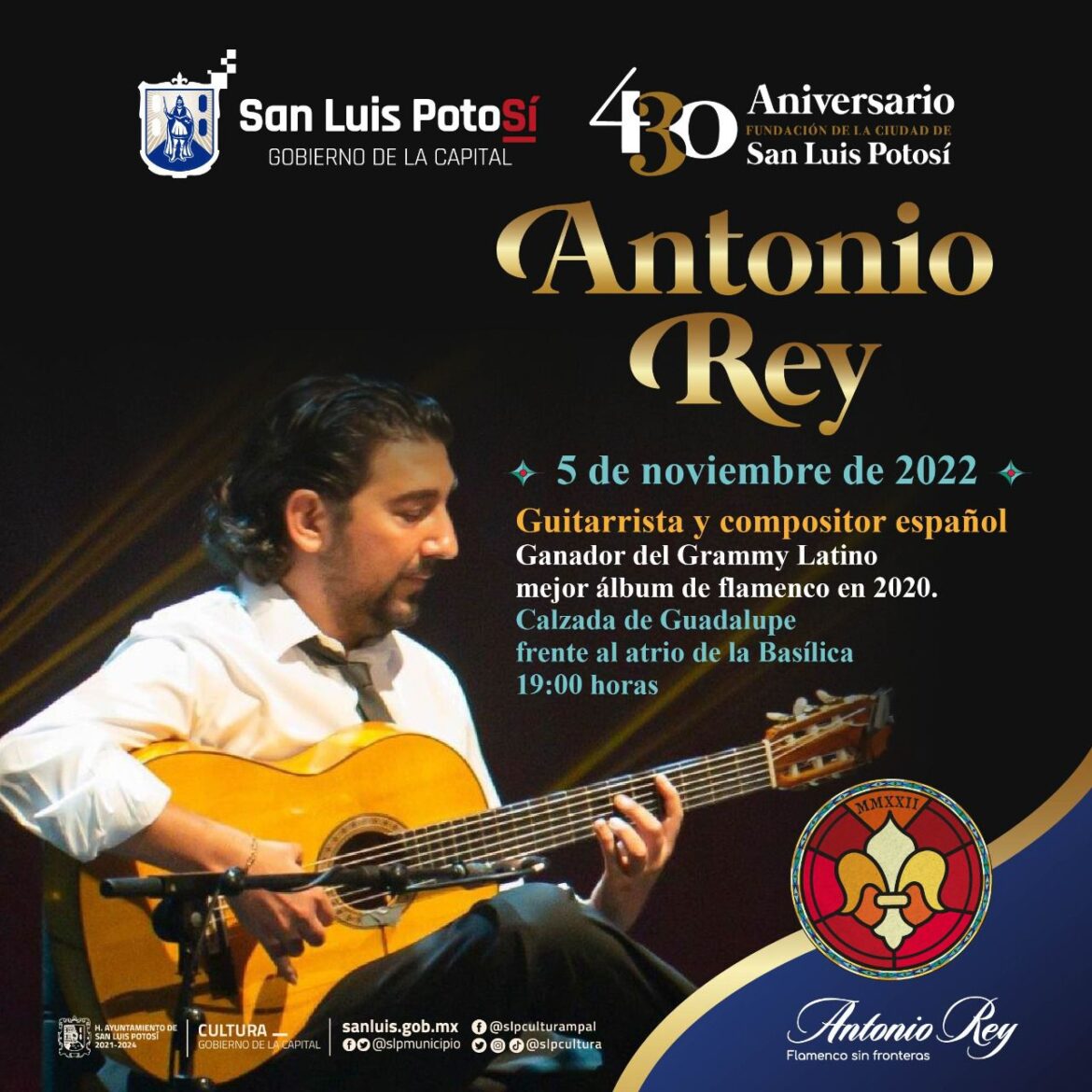EL VIRTUOSO GUITARRISTA MADRILEÑO ANTONIO REY SE SUMA A LA FIESTA DE LA FUNDACIÓN DE LA CIUDAD DE SLP