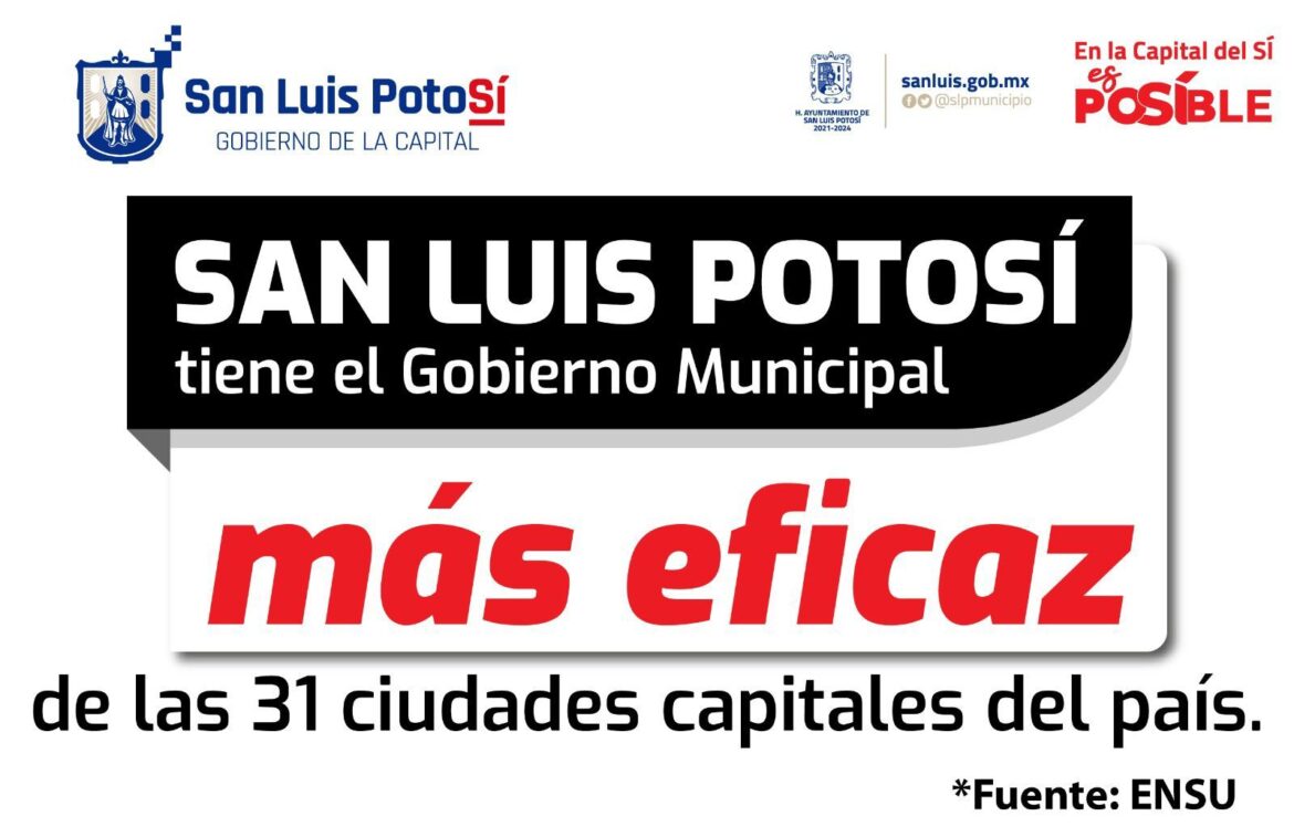 San Luis Potosí, la ciudad capital mejor evaluada del país, de acuerdo con encuesta del Inegi