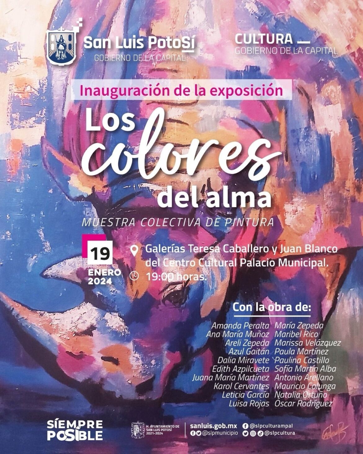 “Los colores del alma”, exposición colectiva en Palacio Municipal que muestra la creatividad de estudiantes del Taller ClòArte y Diseño