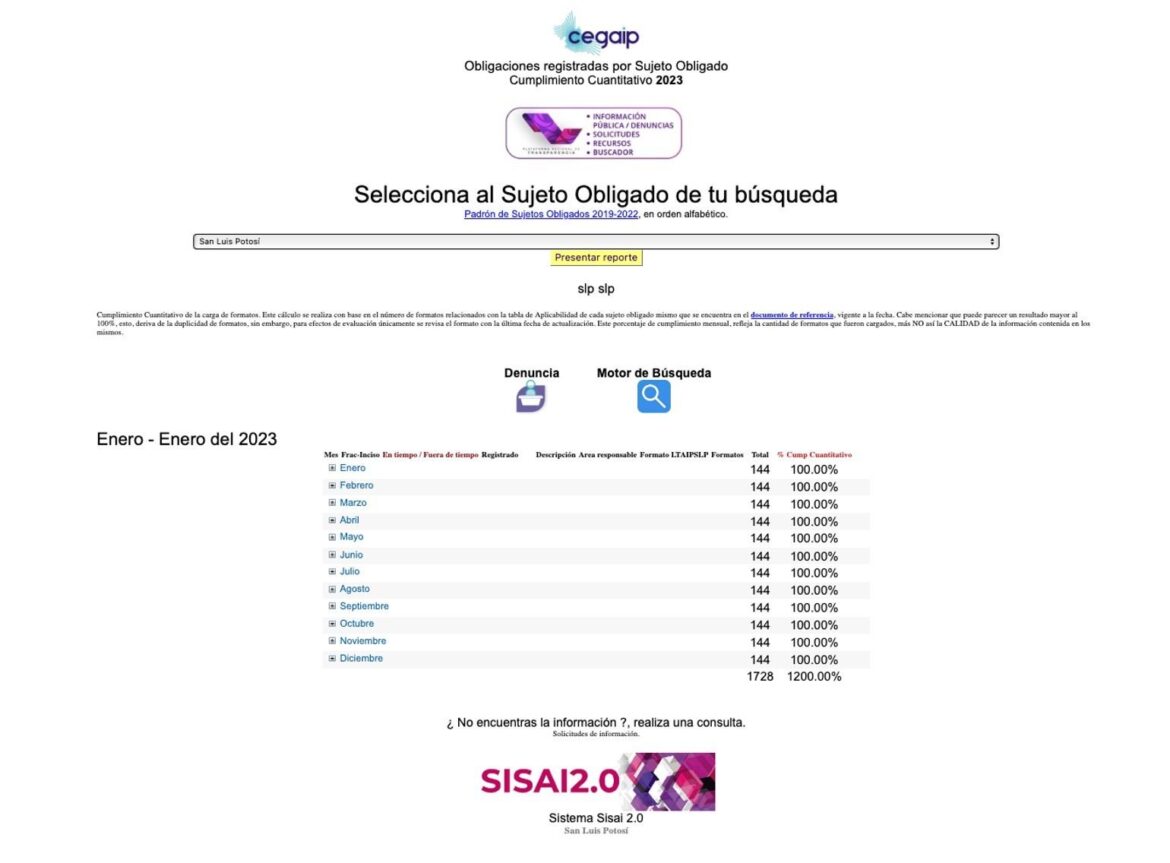 Ayuntamiento de SLP, con 100% de cumplimiento en plataforma de transparencia de Cegaip