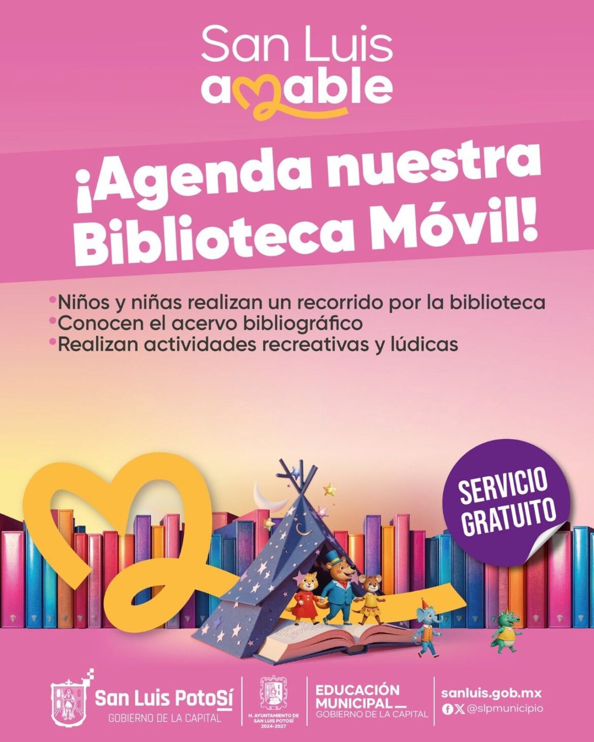 Niñas y niños de SLP se diviertes y aprenden en la Biblioteca Móvil del Gobierno de la Capital