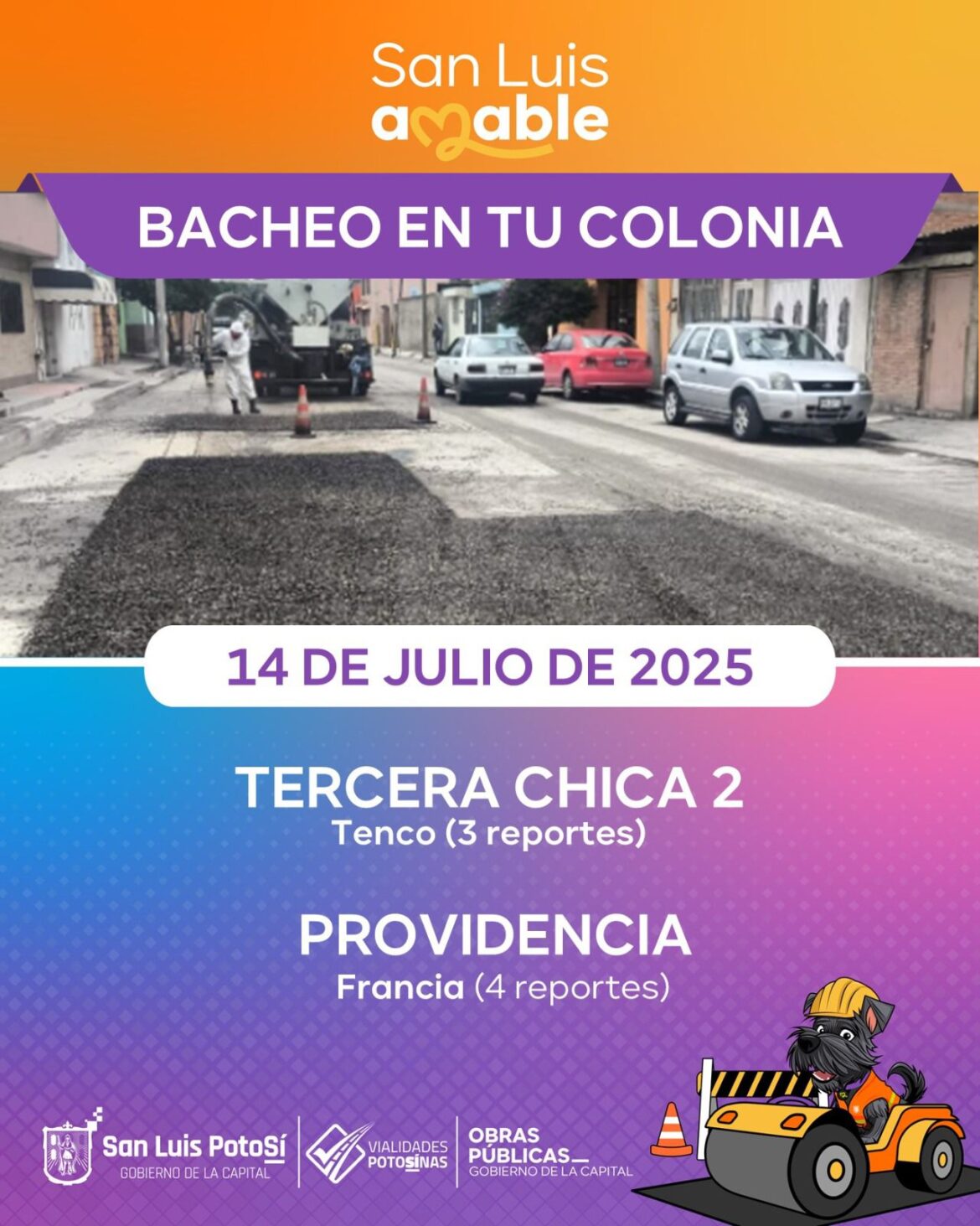 Gobierno Municipal refuerza el programa “Bacheo en tu Colonia” para atender afectaciones por lluvias