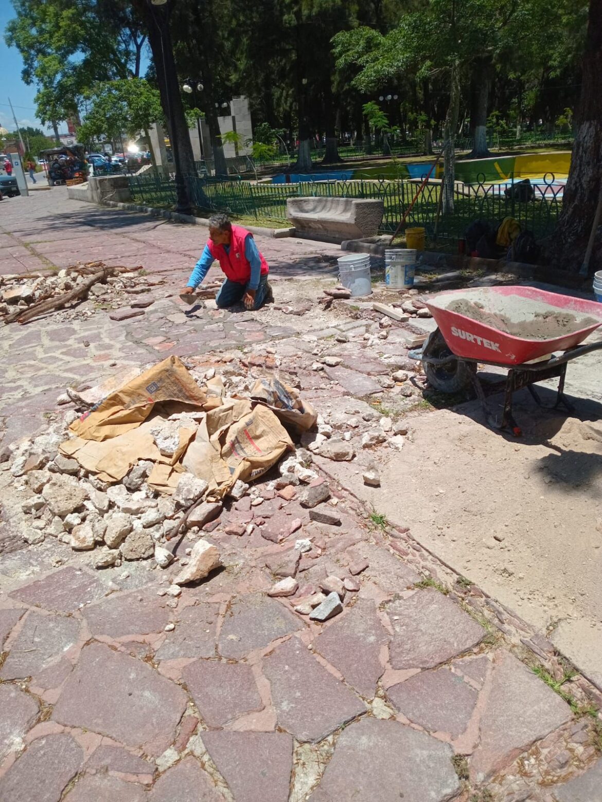 Gobierno de la Capital rehabilita andadores peatonales de la Alameda Juan Sarabia