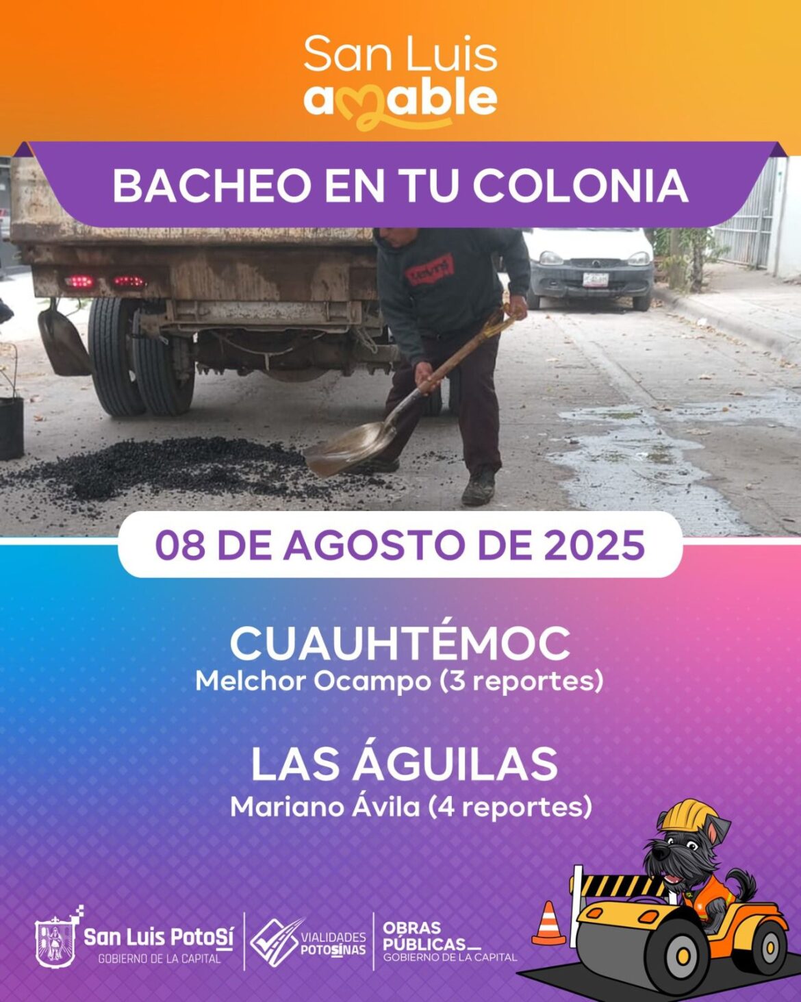 Atiende Gobierno Municipal afectaciones viales con bacheo y obras integrales