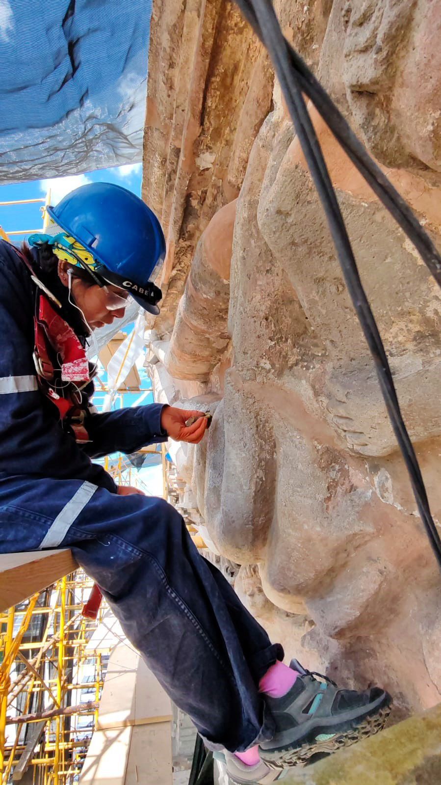 Gobierno de la Capital avanza en la conservación de la fachada principal del Templo del Carmen, ícono del patrimonio potosino