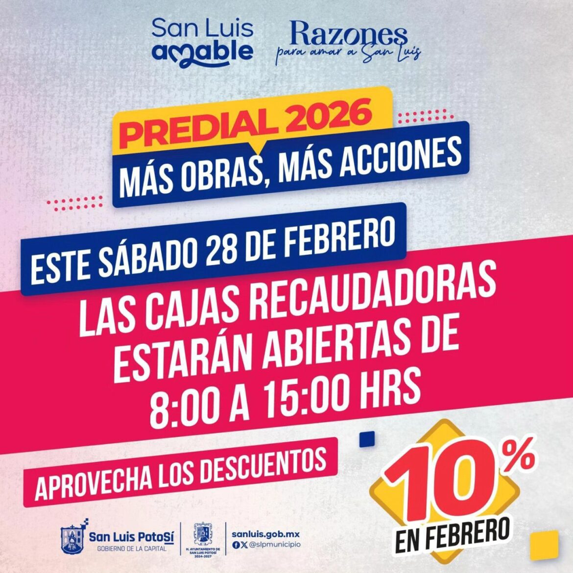 Este sábado abren las cajas recaudadoras municipales para aprovechar el último día de descuento de 10% en predial